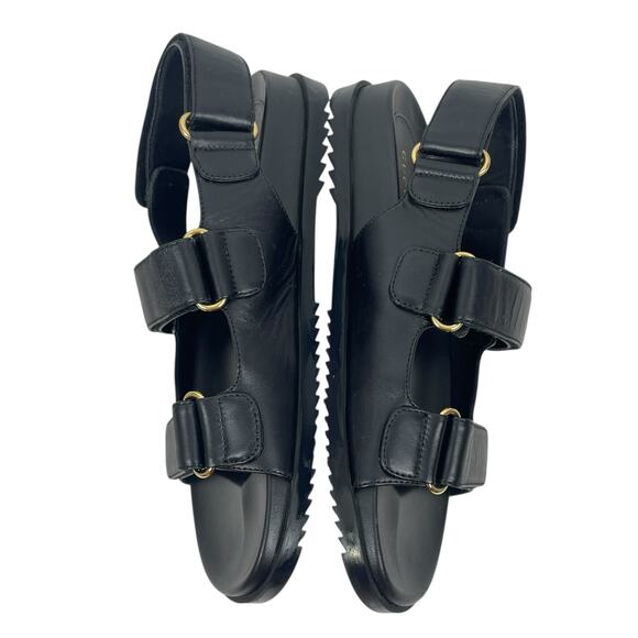 Gucci Moritz Double GG Logo Dad Sandal Black Nappa Leather Size 38